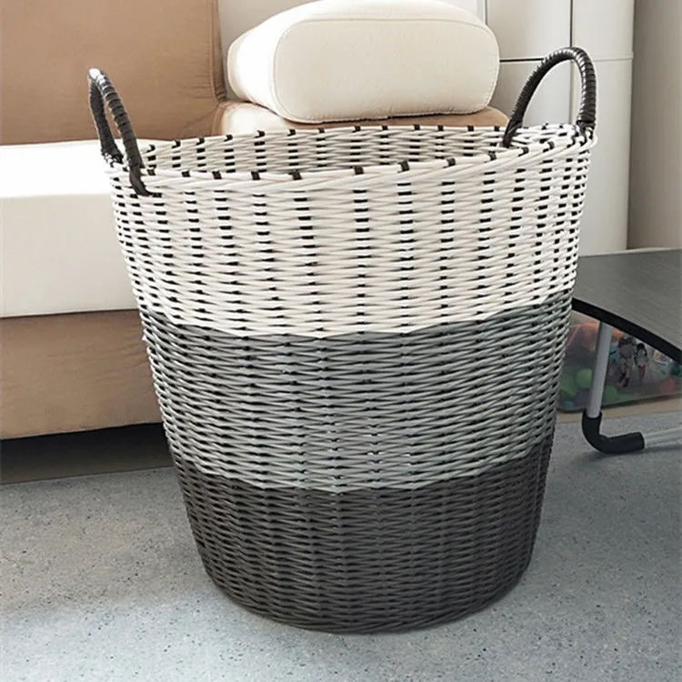 塑料仿藤编织脏衣篮 ins脏衣服收纳筐玩具篓家用洗衣篮衣篓手提框