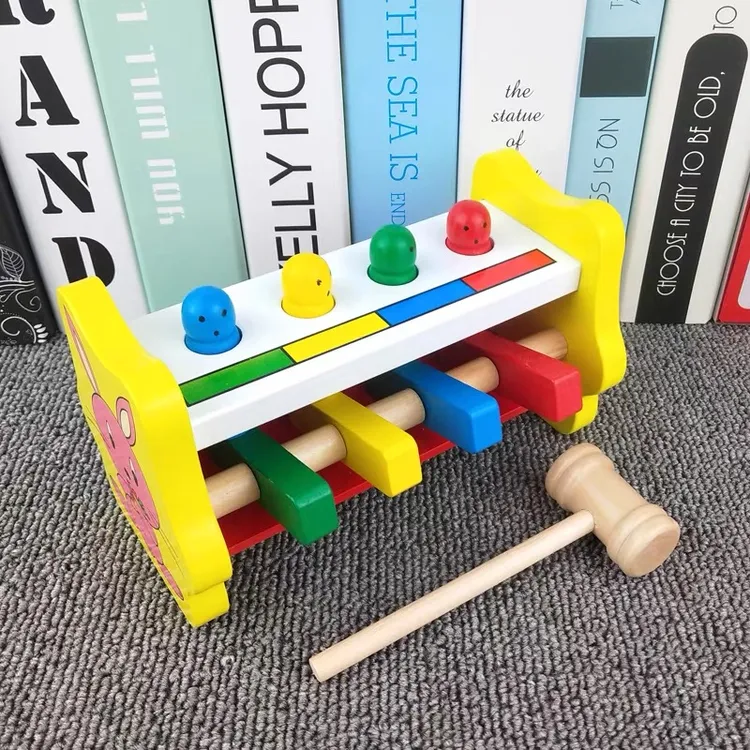 宝宝早教益智敲打台打地鼠弹出式打击飞人儿童小锤子木制玩具