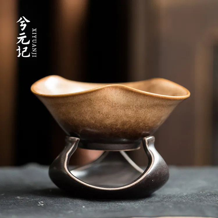 兮元记素黄单个茶漏过滤器茶滤高端高档陶瓷茶叶过滤斗家用滤茶器