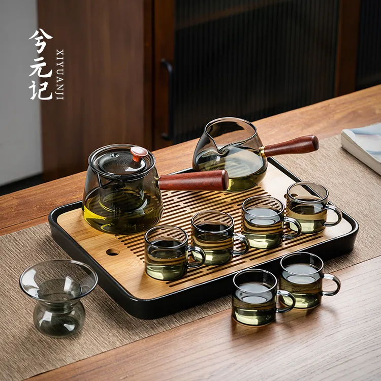 玻璃茶具套装家用茶盘轻奢高档喝茶功夫茶杯灰色网红2022款泡茶壶