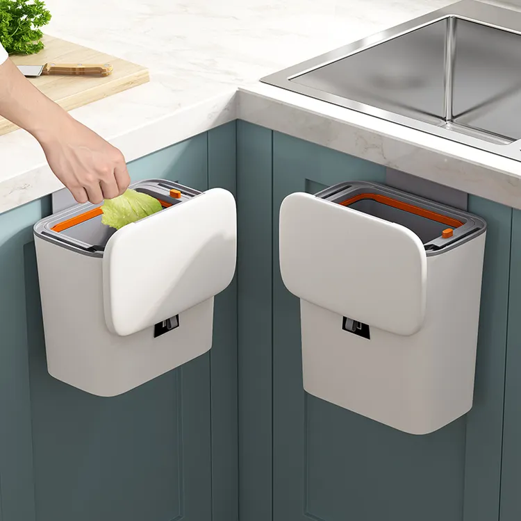 厨房垃圾桶家用壁挂式带盖大容量卫生间悬挂式纸篓厨余专用收纳筒