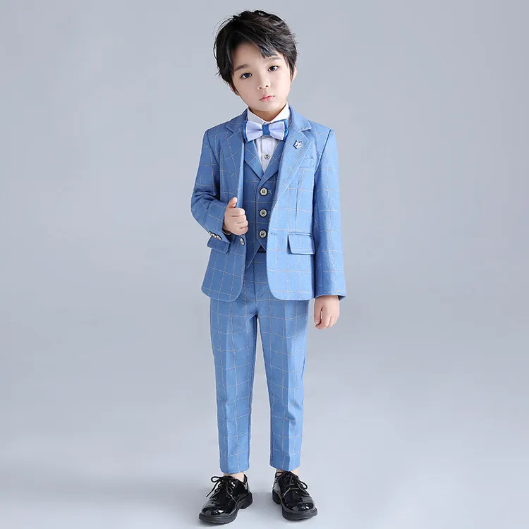 儿童礼服春秋男童西装马甲套装婚礼帅气男孩小主持人钢琴表演出服