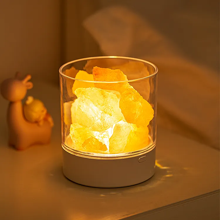 如初喜马拉雅水晶矿盐石灯小夜灯可添加香薰精油卧室床头氛围护眼