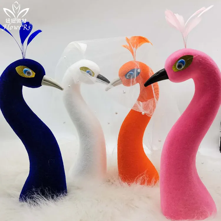 仿真吉祥孔雀头模型花艺开业花篮鲜花包装材料婚庆婚车装饰