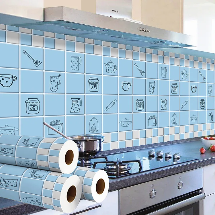 防油贴纸防水自粘耐高温灶台橱柜壁纸墙瓷砖防油防水桌柜铝箔纸