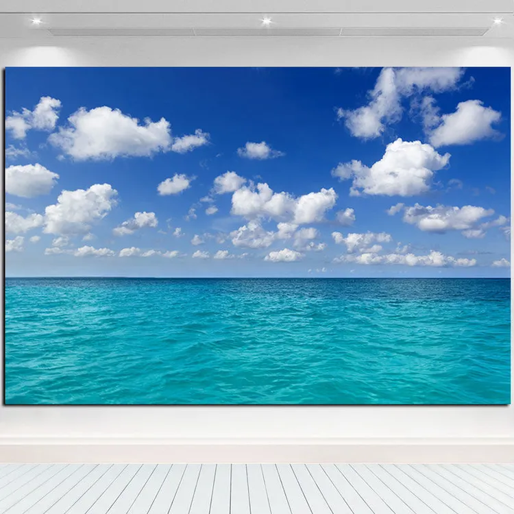 财源滚滚大海美景风水画大自然山水壁画餐厅饭厅北欧风自粘贴挂画