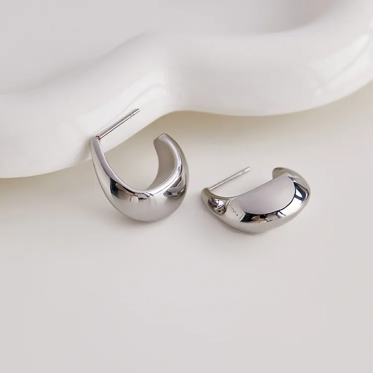 钛钢耳饰 简约厚实弧形水滴垂落日常搭配冷淡风气质时尚百搭轻奢