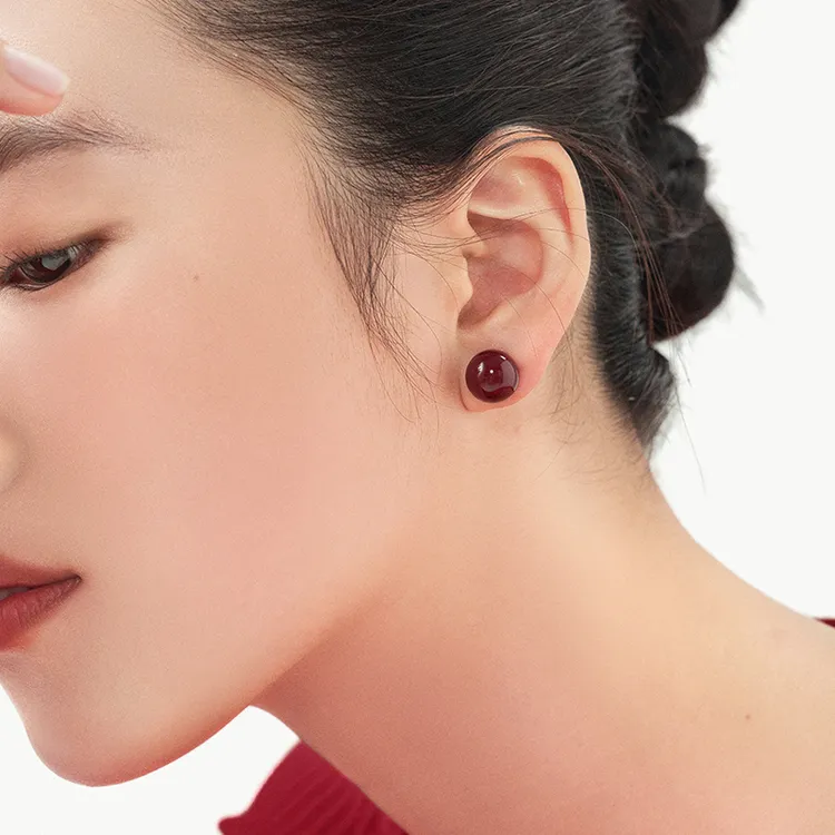 925银仿珍珠耳饰 2026年新爆款本命年安可拉红色气质百搭耳钉1724