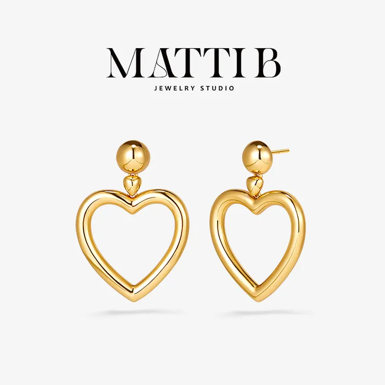 铜合金耳饰 甜美气质镂空爱心耳坠女极简轻奢时尚高级感耳钉1846