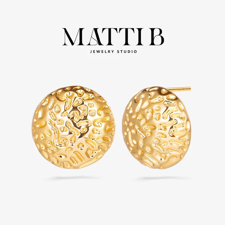 铜合金耳饰 半圆球夸张设计肌理感气质轻奢高级感百搭耳钉女1878 