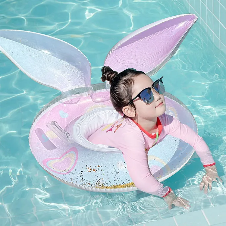 ins游泳亲子爱心翅膀腋下儿童座网红成人透明儿童游泳圈