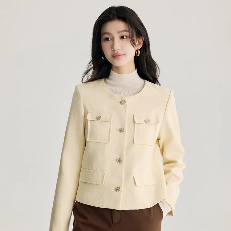 【欧若智性风】茵曼冬季法式小香风外套气质高级感休闲百搭通勤上衣