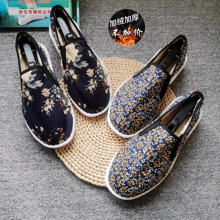 2025秋冬棉鞋保暖加绒老北京布鞋男女款牛筋软底西山加厚防滑黑色