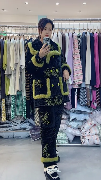 原创高定睡衣家居服保暖时尚