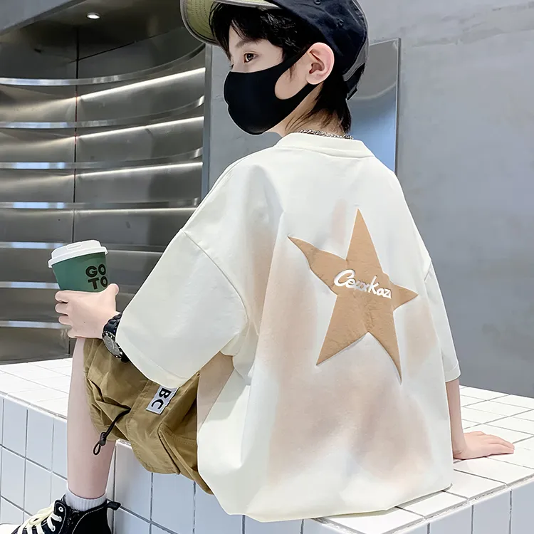 男童夏装短袖T恤2024新款纯棉上衣体恤中大儿童夏季潮牌男孩半袖