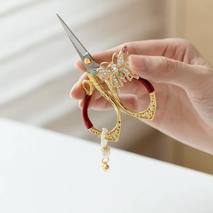 蝶语茶剪粉家用剪刀小型中式轻奢高档茶剪茶具配件小号零配