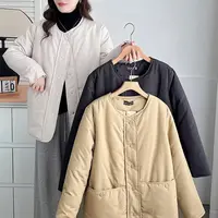 2024冬季新款女百搭工装棉服外套200斤大码圆领轻薄款小棉衣上衣