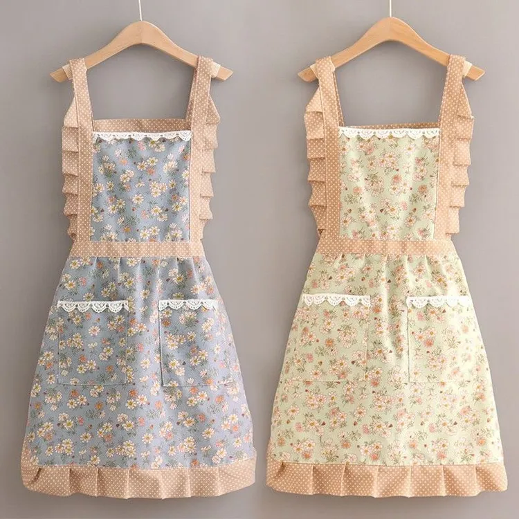 围裙厨房专用帆布围裙厨房家用长款两件套围裙带袖套做饭耐脏年轻