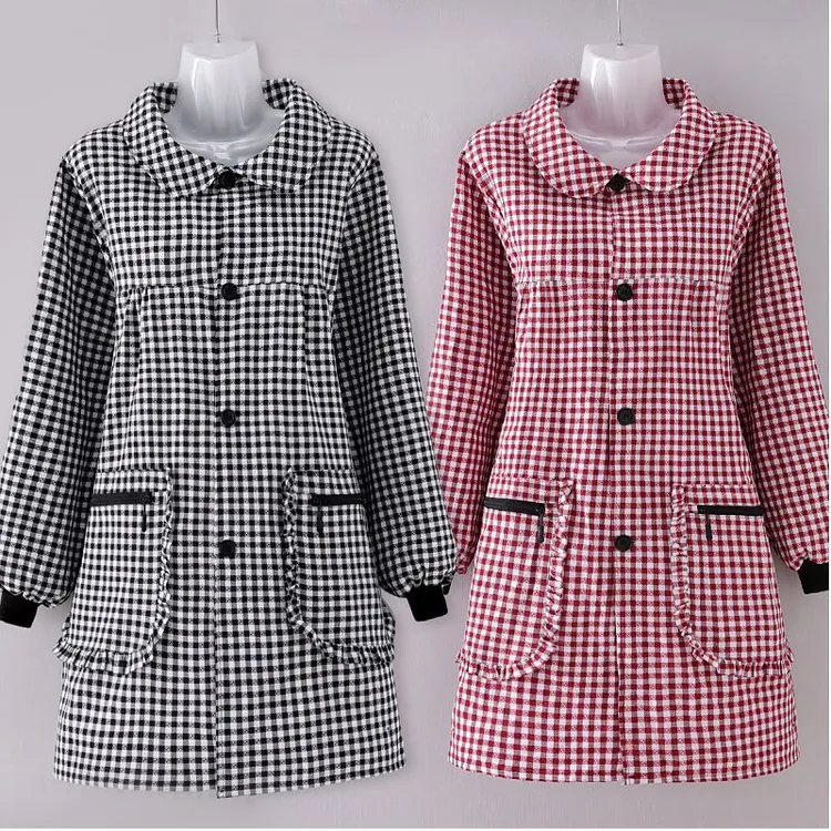 时尚纯棉正穿衣长袖围裙家用厨房耐脏年轻系扣罩衣女外穿工作大褂