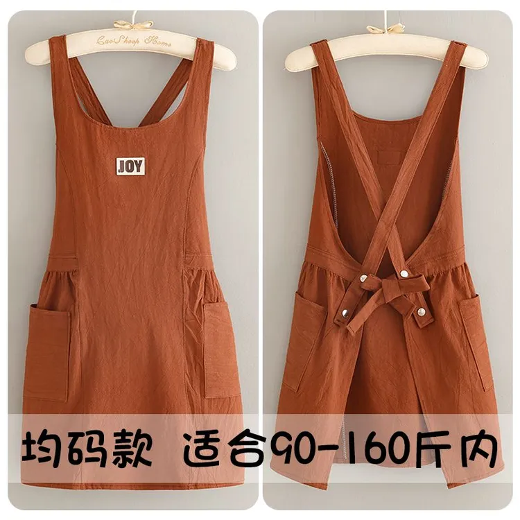 围裙厨房专用透气棉皱围腰防油污耐磨舒适围裙做饭家用厨房工作服