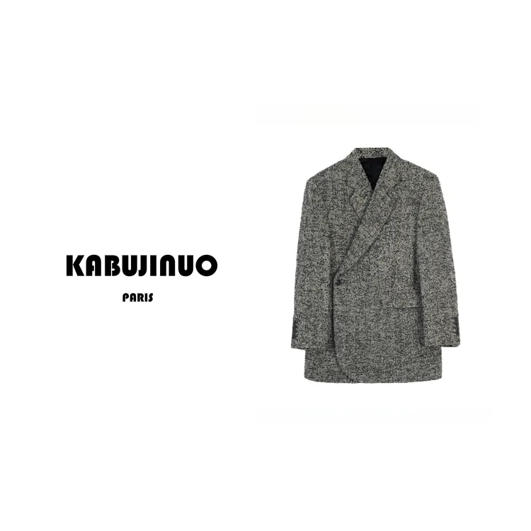 【KBJN服饰】秋冬粗纺加厚斜扣西装