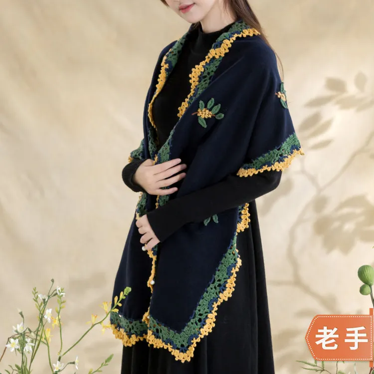 苏苏姐家花时多用围巾披肩手工DIY编织钩针围巾披肩毛线团材料包