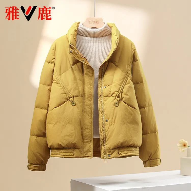 雅鹿2025秋冬新款短款羽绒服女休闲时尚宽松中老年妈妈装加厚外套