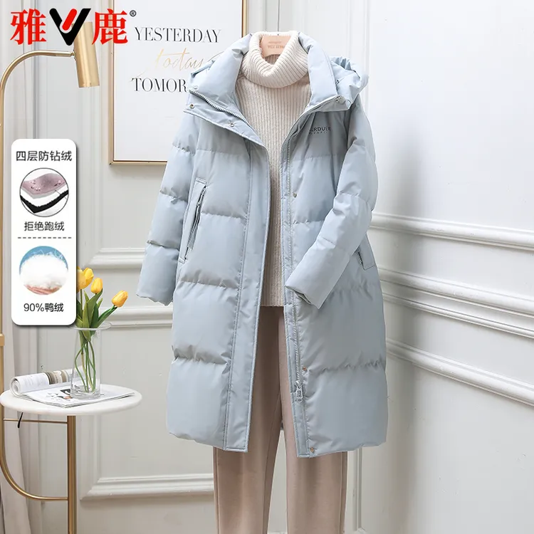 雅鹿2025新款羽绒服女中长款时尚百搭加厚保暖气质通勤风外套冬季