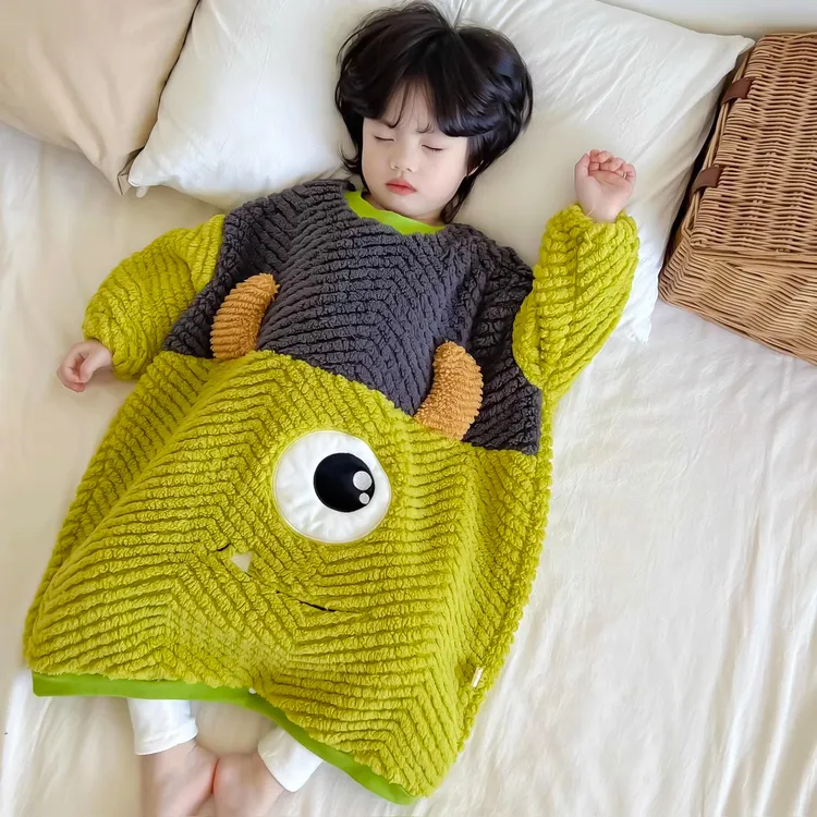 宝宝睡袋秋冬季男童法兰绒睡衣男孩珊瑚绒加厚款防着凉儿童防踢被