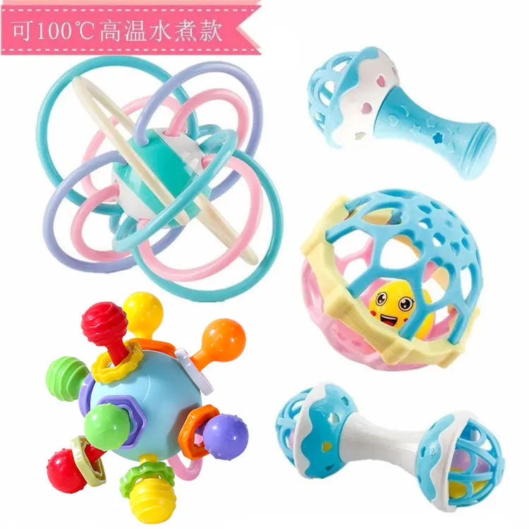 婴儿手摇铃玩具牙胶可水煮益智早教幼儿新生0-6-12个月宝宝男女孩