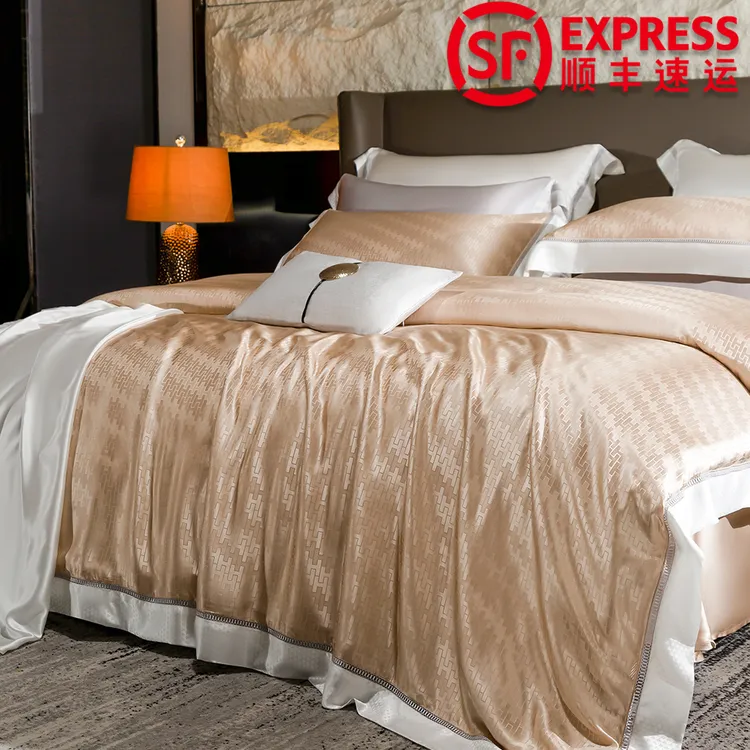 【总】25姆米出口6A丝光提花真丝四件套高奢100%双面桑蚕丝大宽边