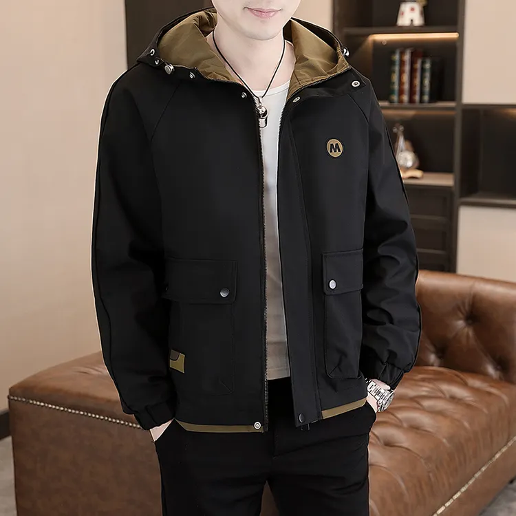 连帽夹克外套男士春秋季潮牌早春休闲工装男装上衣男
