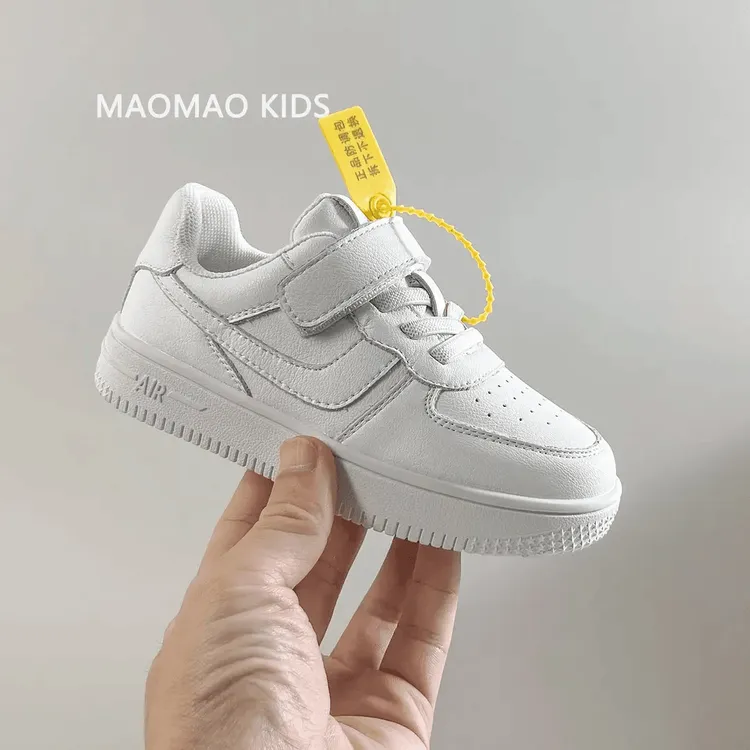 巴拉真皮小白鞋儿童空军一号板鞋2025年新款春秋男童鞋子女童款