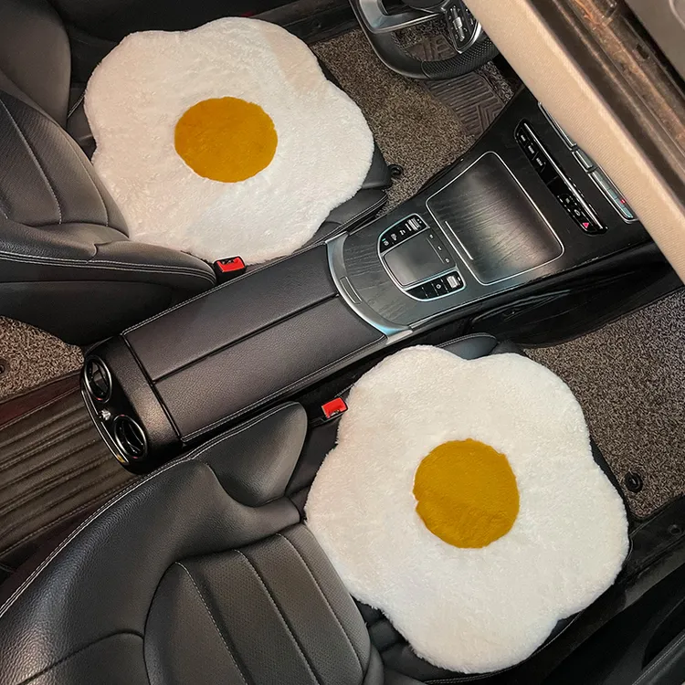 汽车坐垫冬季毛绒单片座垫时尚鸡蛋花舒适防滑垫耐用坐垫柔软加厚