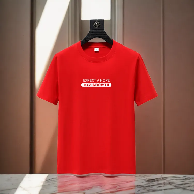 高端180克百搭纯棉红色印花T恤男女打底衫外套装舒适运动潮男士