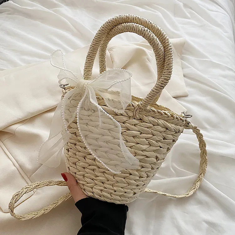 网红草编小清新编织春夏洋气新款韩版时尚少女手提包百搭沙滩包