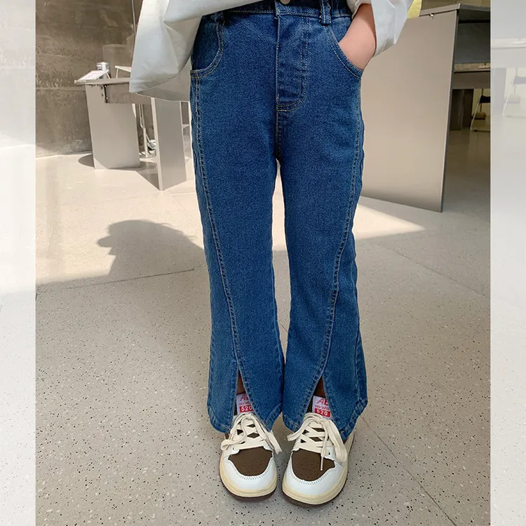 百搭喇叭裤女童2023春季女童牛仔喇叭裤