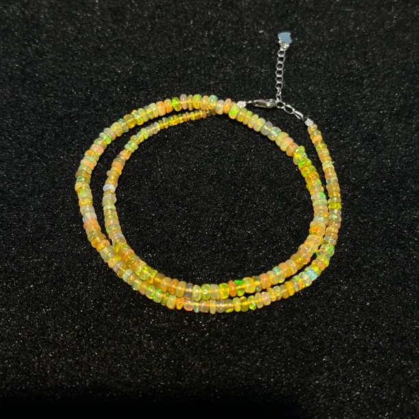 天然焦糖色欧泊算盘珠项链