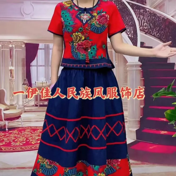 234款复古改良时尚印花气质套装