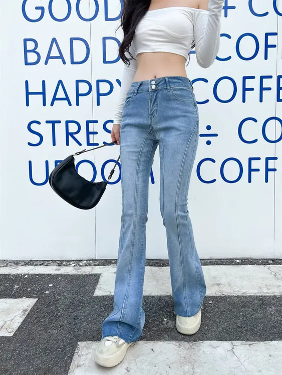 微喇牛仔裤女春秋2023新款设计感小众高腰显瘦喇叭裤子高街ins潮