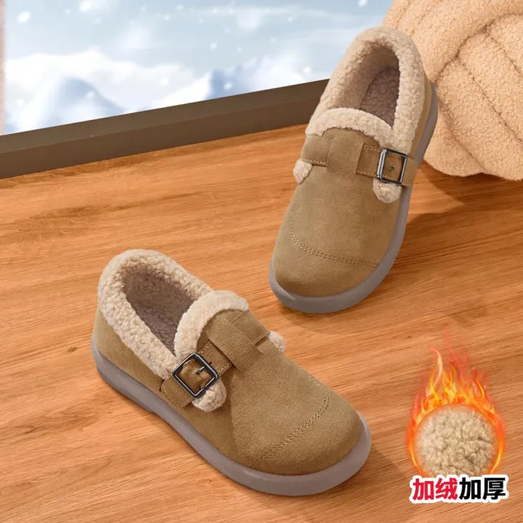 老北京棉鞋女冬季加绒2025新款保暖一脚蹬布鞋防滑妈妈外穿豆豆鞋