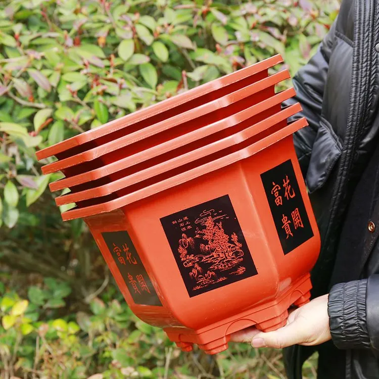 包邮加厚六角花盆加厚树脂古风塑料花盆绿萝栽果树多肉盆盆景盆