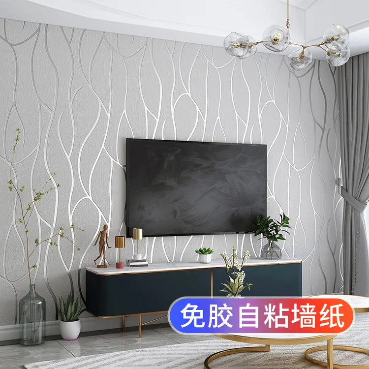 竖条纹自粘墙纸家用墙贴纸墙贴纸自贴卧室客厅影视电视背景墙壁纸