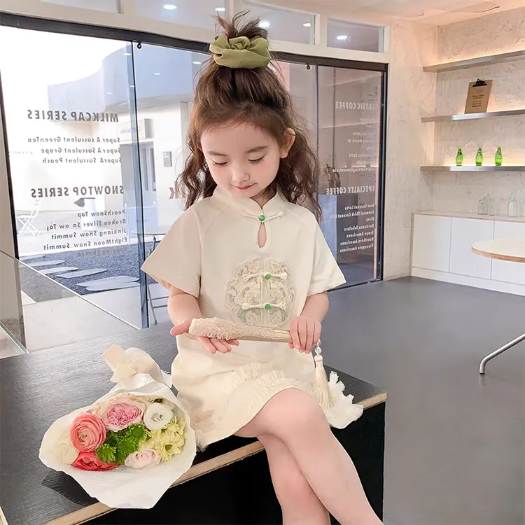 1292儿童裙子新款女孩宝宝公主裙夏季国风花边连衣裙