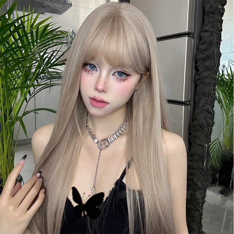 娜莓【辣妹title】奶茶灰棕轻欧美假发中长日常夏季网感全头套假发