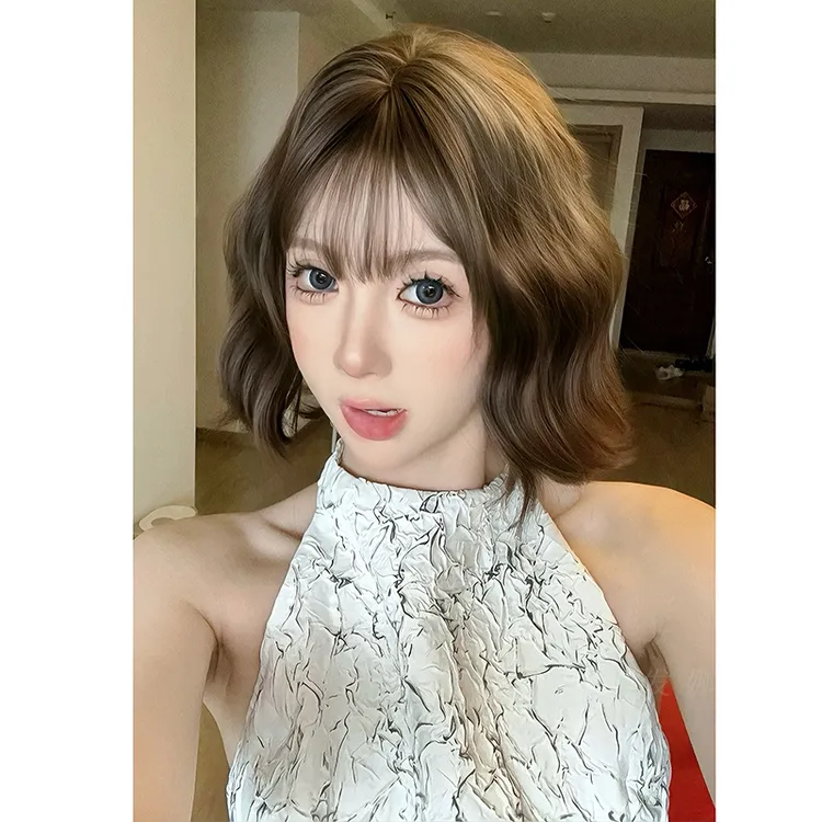 琳崽专属-【学妹】冷棕色蛋蛋卷短发显瘦公主头可爱二次元全头假发