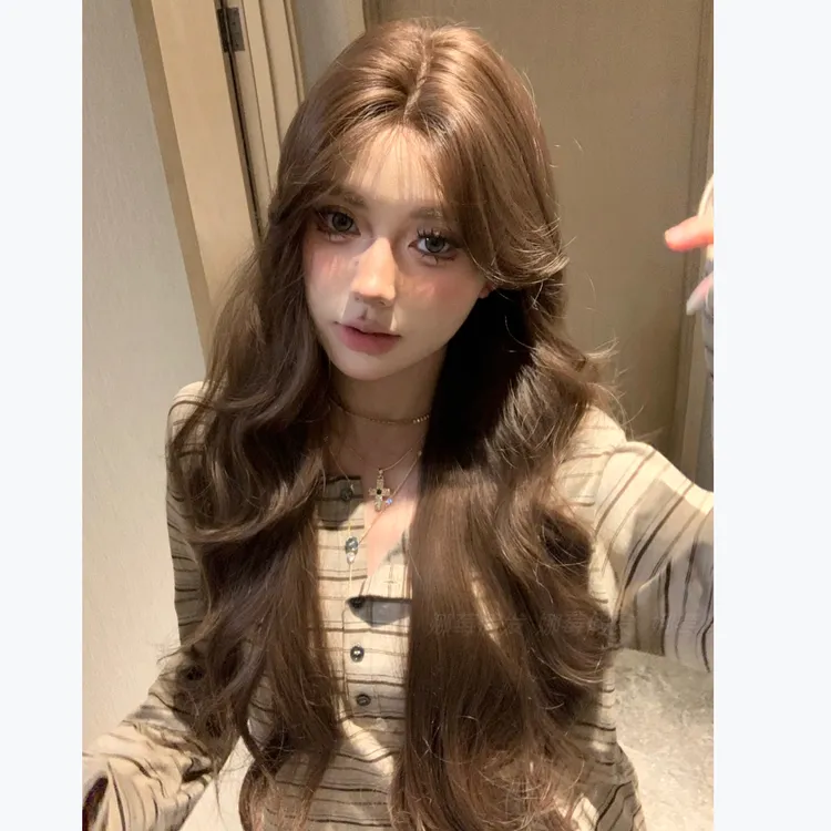 【天生尤物】精修暖棕蕾丝长卷发网红时尚隐形波浪卷假发女生假发
