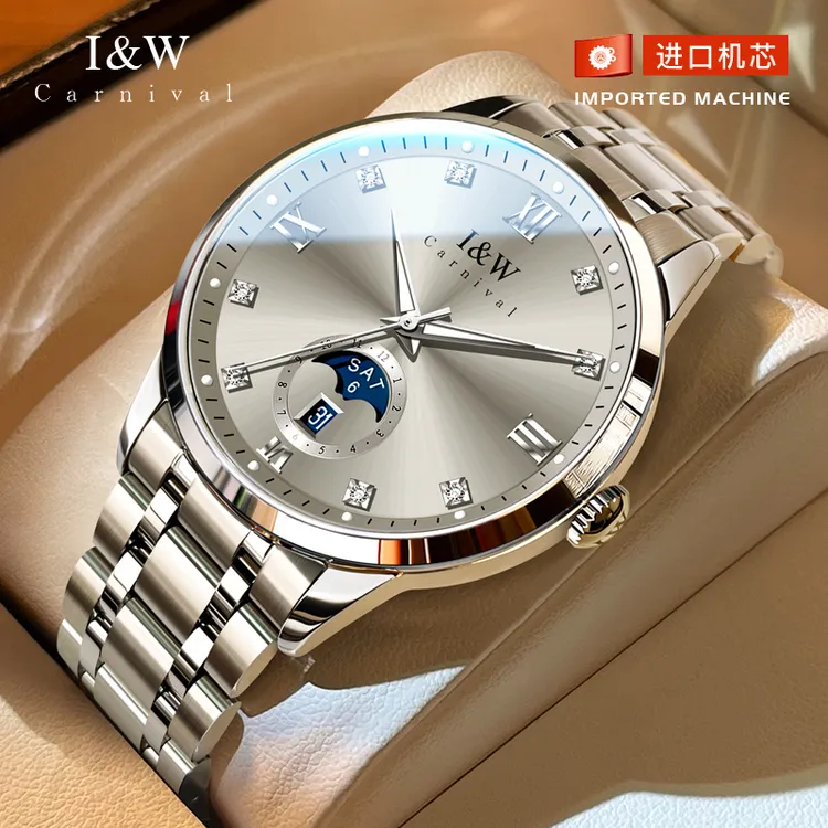 【进口机芯】正品I&W爱沃驰男士手表全自动机械表防水夜光男表55831