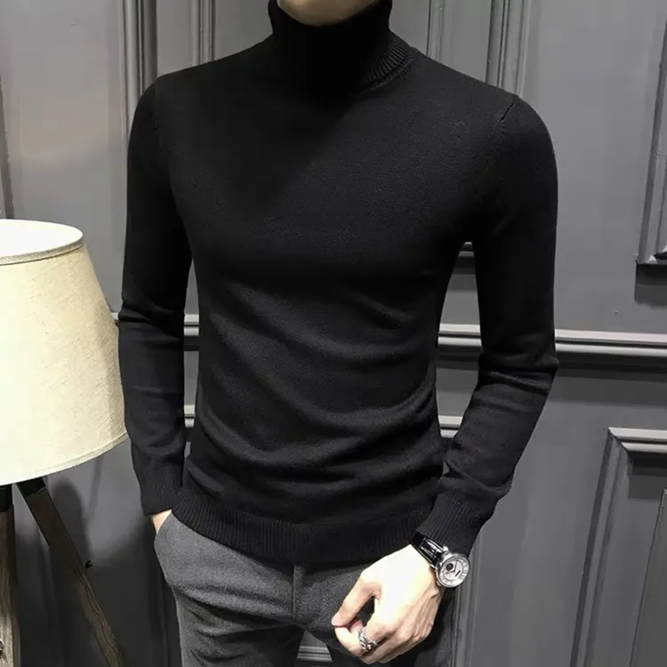 冬季新款高领毛衣男长袖韩版秋冬纯色针织打底毛衫休闲修身上衣潮