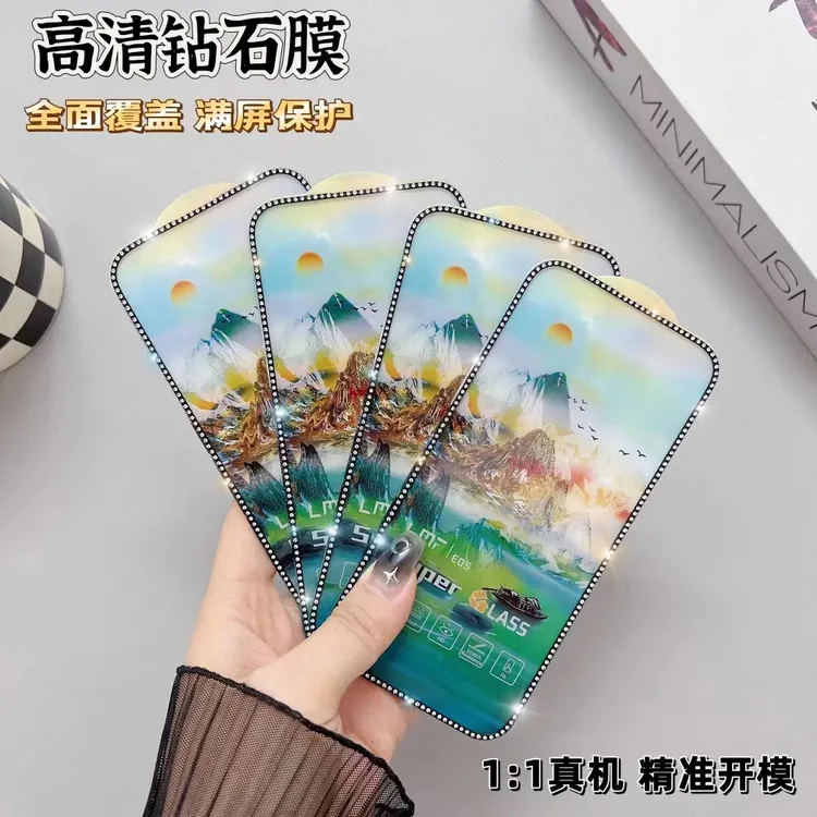 适用苹果15/14钻石膜iPhone13钢化膜12全屏防爆11高清晶钻钢化膜